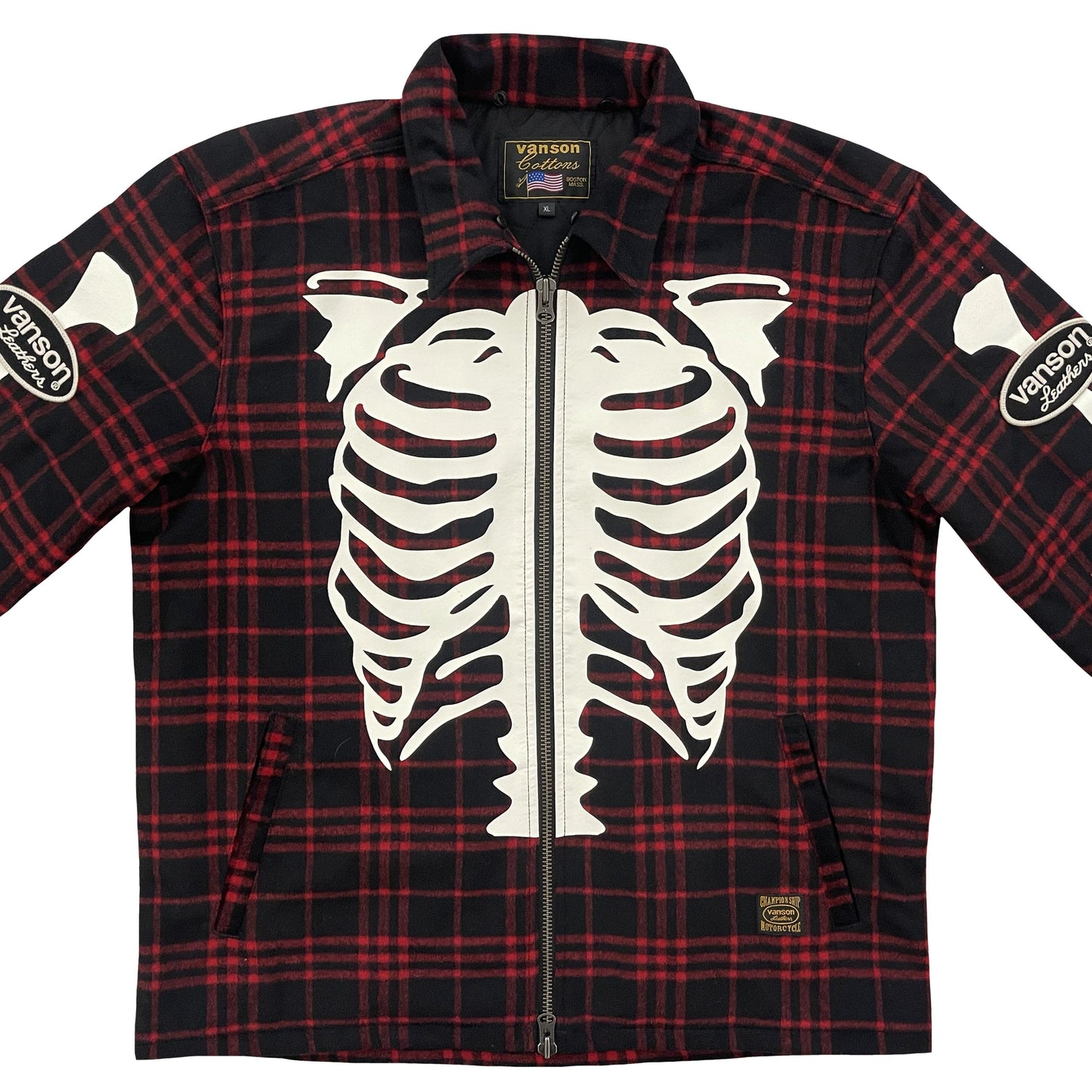 Vanson Leathers Skeleton Check Overshirt Jacket - Known Source