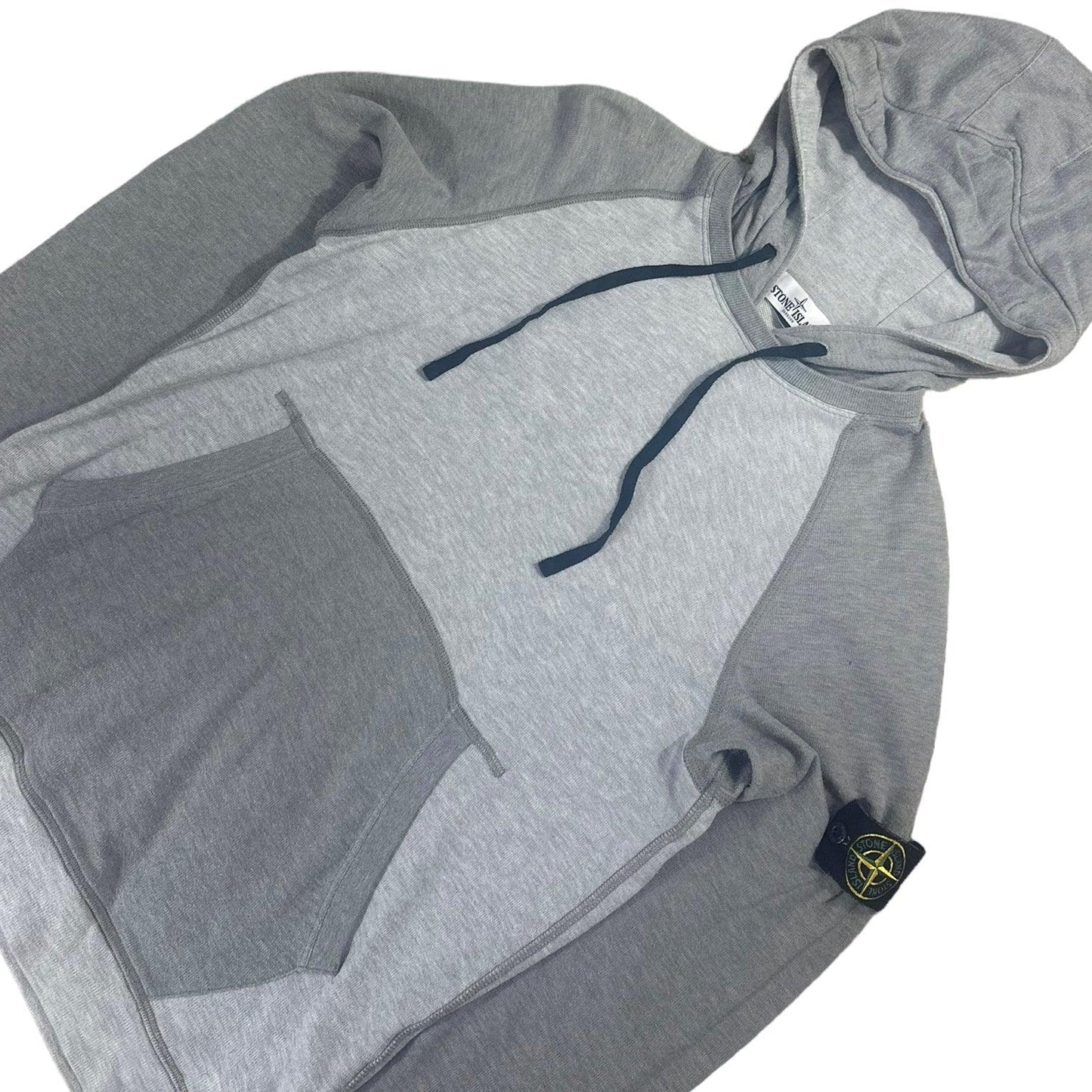Stone Island Pullover Cotton Panel Hoodie with Drawstrings - Known Source