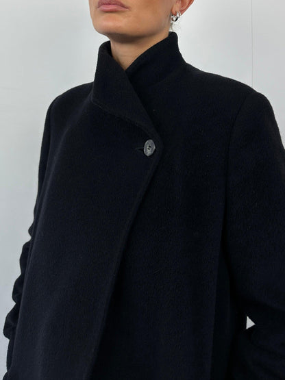 Max Mara Wool Cashmere Minimal High Neck Coat - M - Known Source