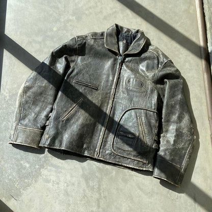 1980S VINTAGE WASHED LEATHER JACKET - L - Known Source