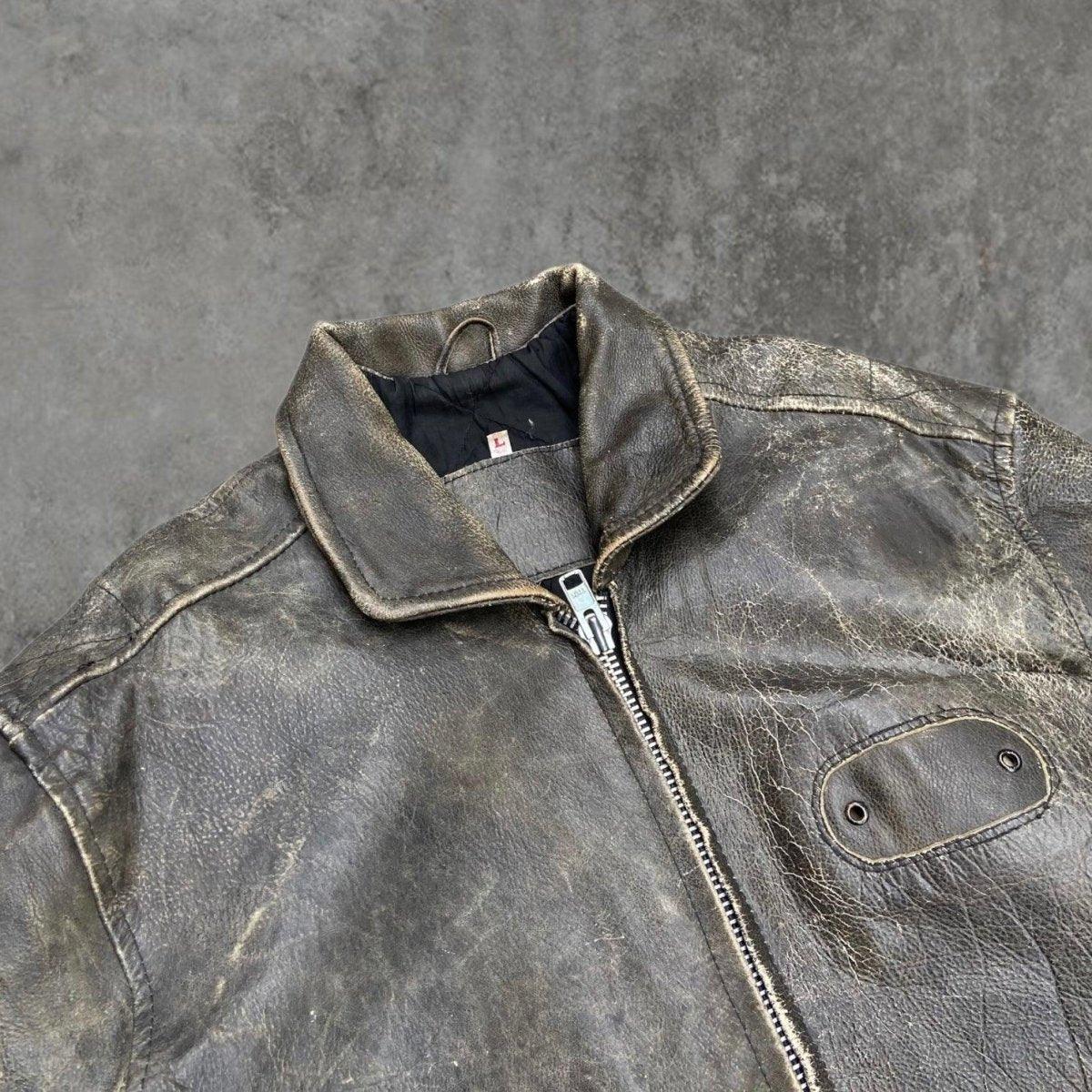 1980S VINTAGE WASHED LEATHER JACKET - L - Known Source