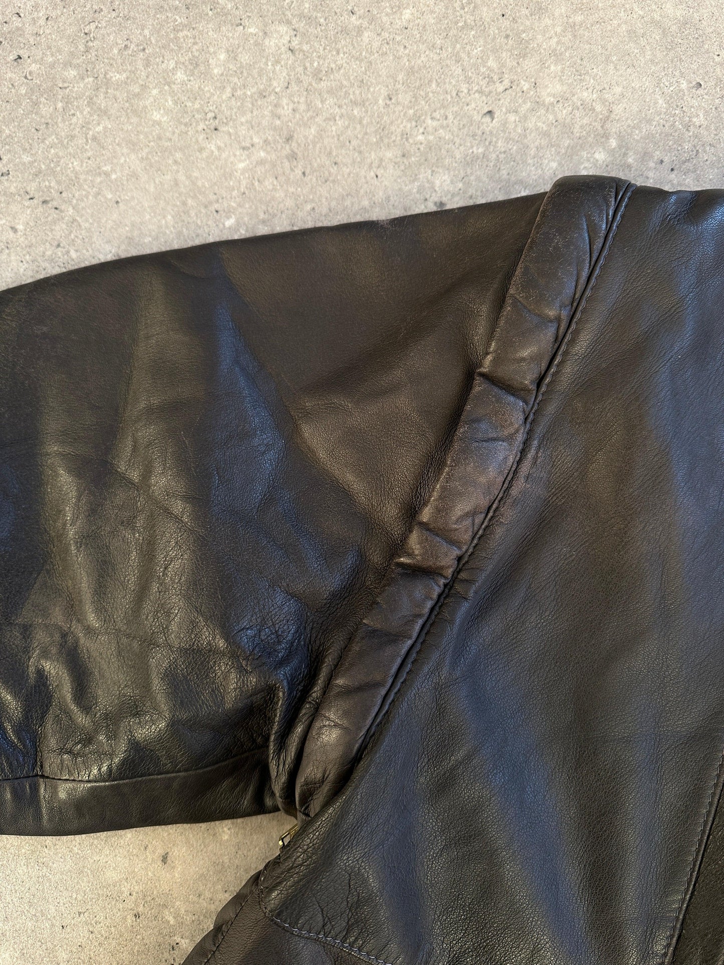 Vintage Leather Bomber Gilet Jacket - M - Known Source