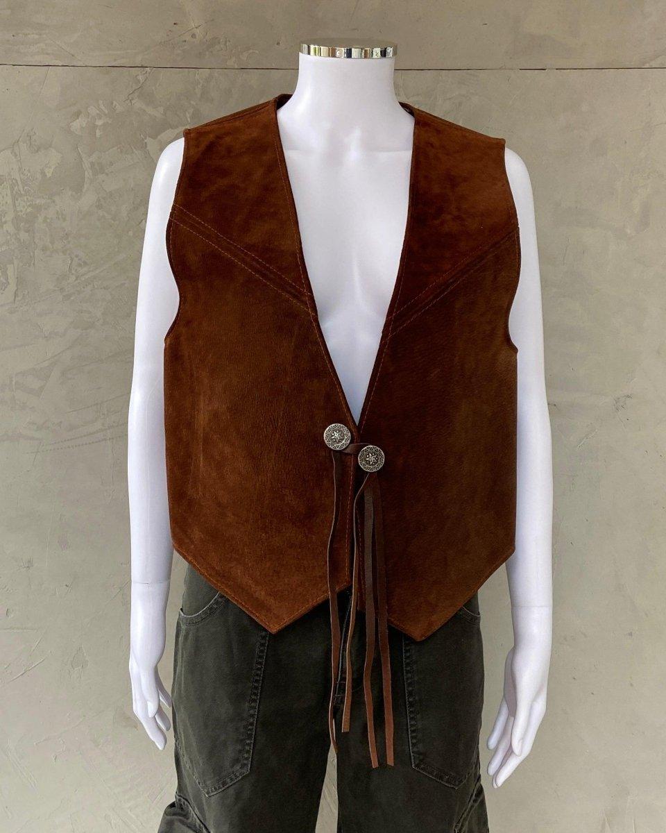 2000'S LEATHER SUEDE WAISTCOAT - M - Known Source