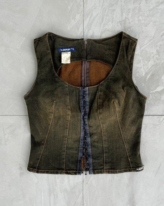 2000'S TANK 1 PARIS BRAND DENIM CORSET - M - Known Source