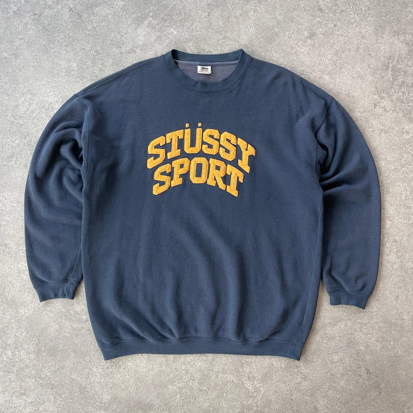 Stussy Sport RARE 1990s heavyweight spellout sweatshirt (XL) - Known Source