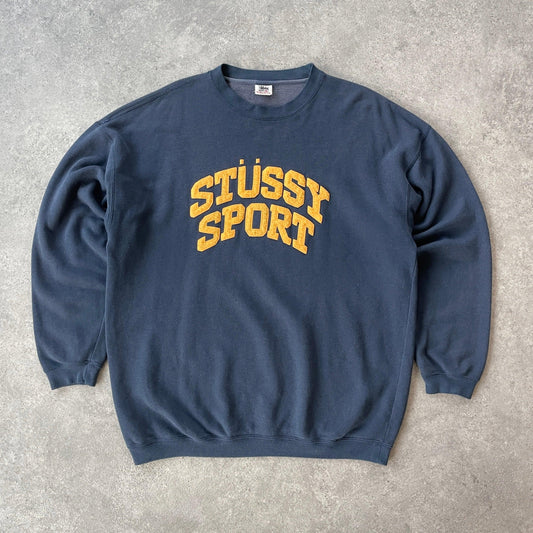 Stussy Sport RARE 1990s heavyweight spellout sweatshirt (XL) - Known Source