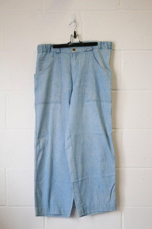 (34) Emporio Armani 1980s Linen Blend Panelled Wide Leg Trousers - Known Source