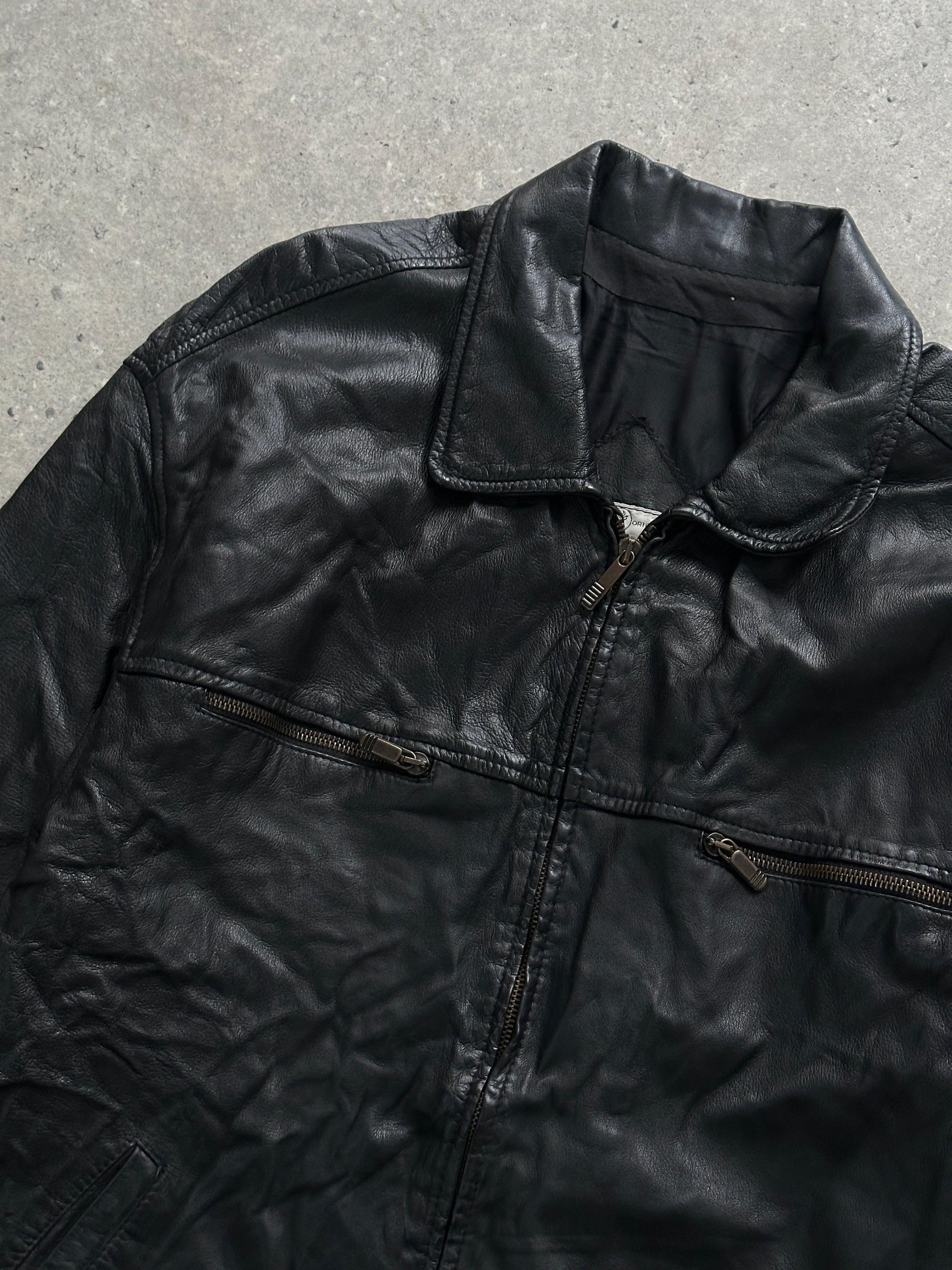 Vintage Zip Up Leather Jacket - M - Known Source