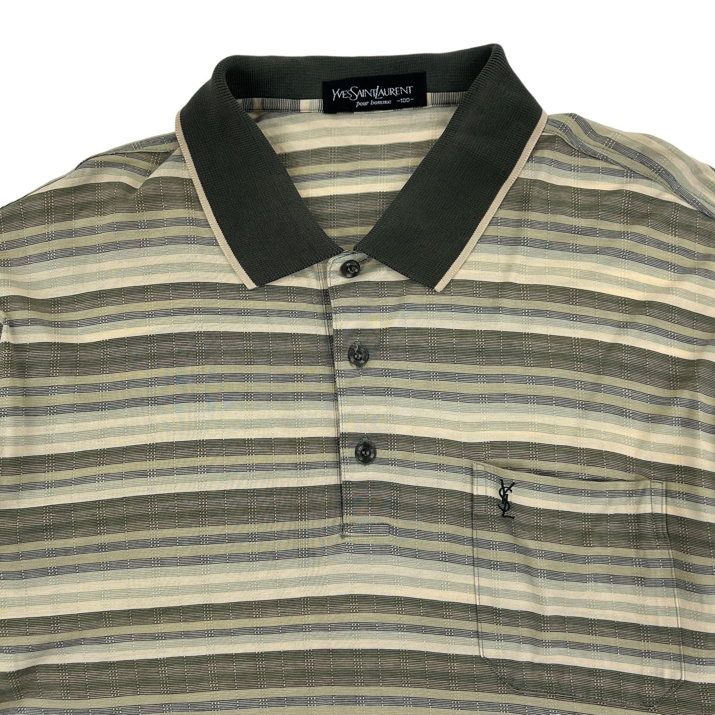 Vintage Yves Saint Laurent Striped Long Sleeve Polo Shirt Size M