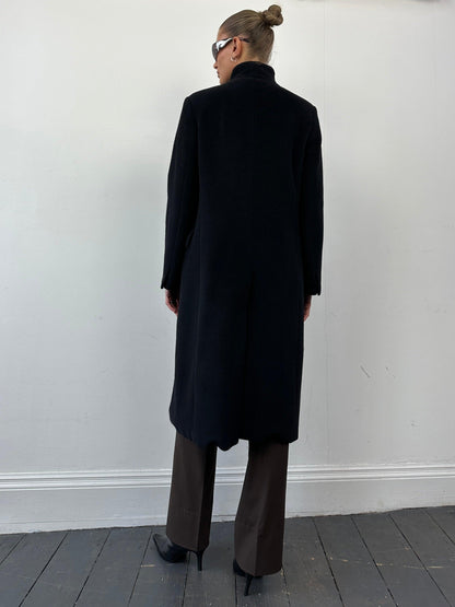 Max Mara Wool Cashmere Minimal High Neck Coat - M - Known Source