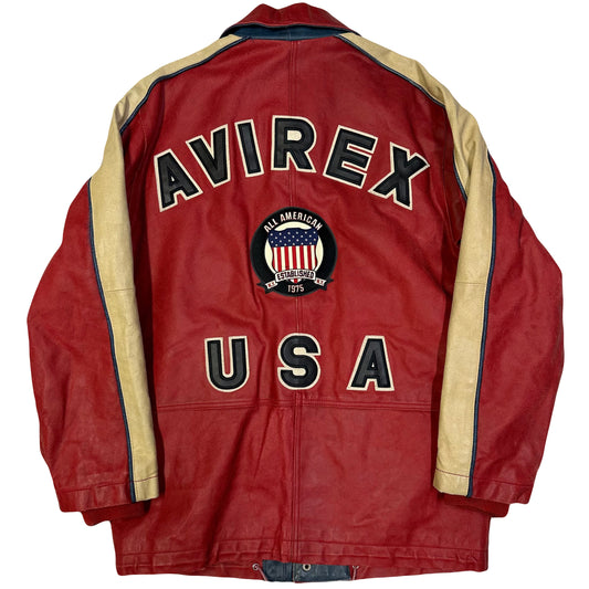 Avirex USA Leather Jacket In Red ( M )
