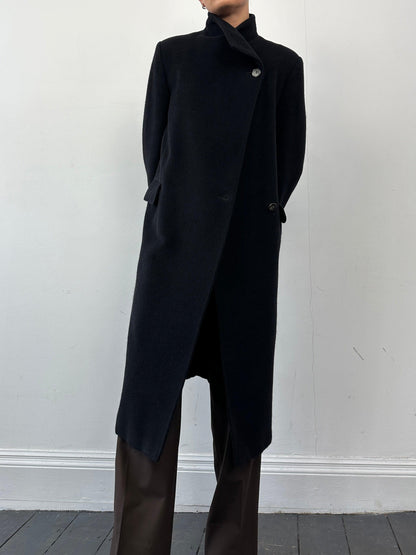 Max Mara Wool Cashmere Minimal High Neck Coat - M - Known Source