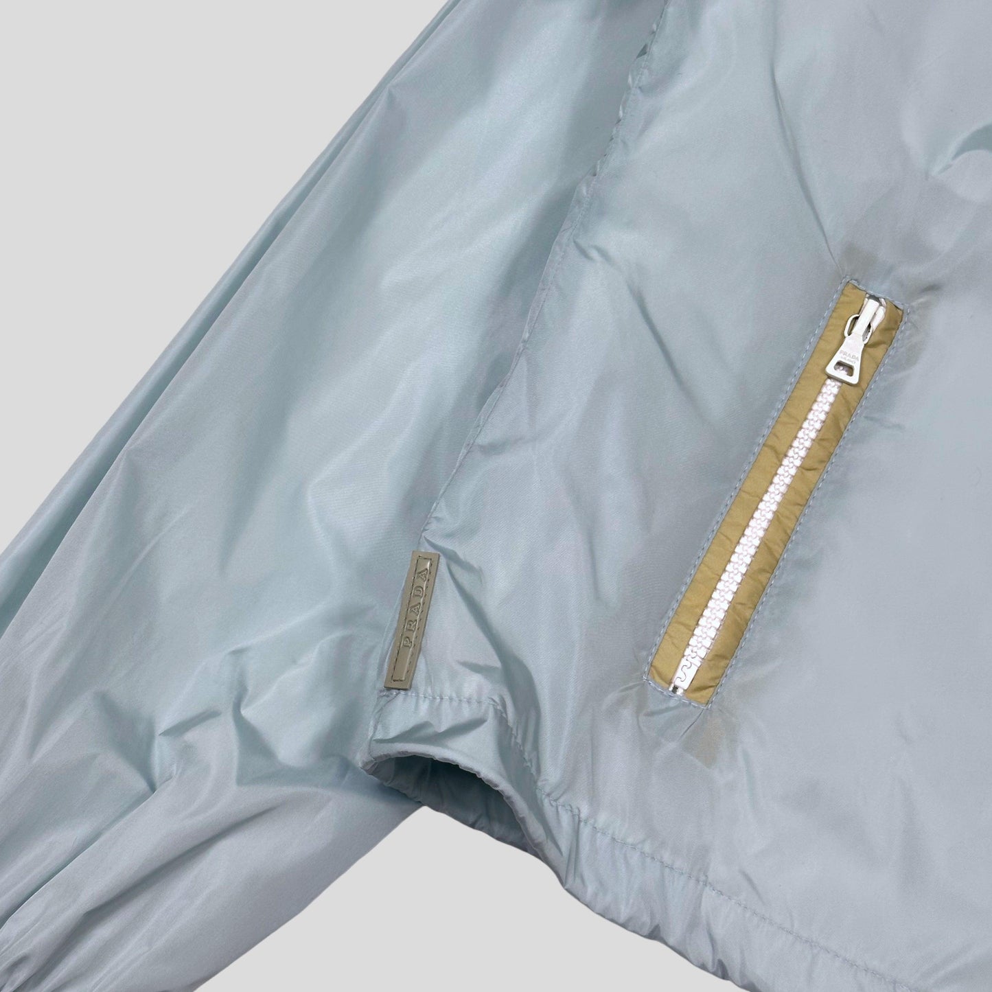 Prada Sport 2009 Baby Blue Cropped Nylon Shimmer Jacket - UK8 - Known Source