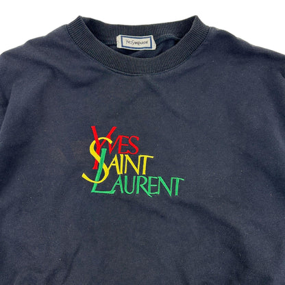 Vintage Yves Saint Laurent Embroidered Logo Sweatshirt Size XS - Known Source