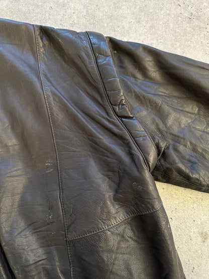 Vintage Leather Bomber Gilet Jacket - M - Known Source