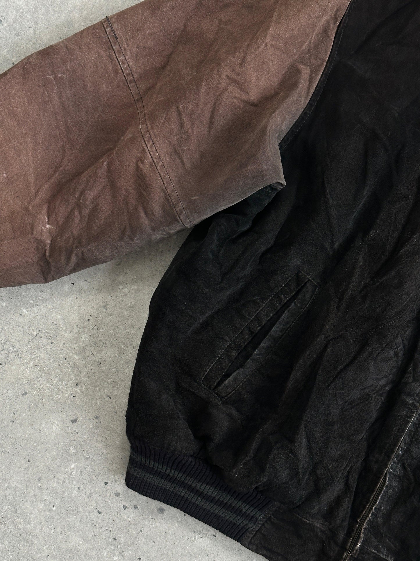 Vintage Varsity Nubuck Leather Bomber Jacket - XL - Known Source