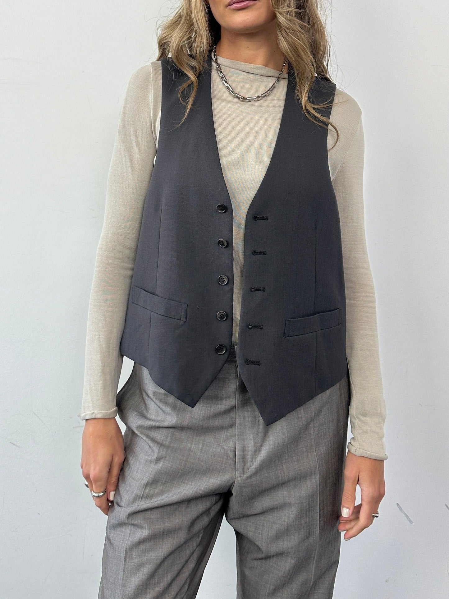 Vintage Pure Wool Tailored Waistcoat - L - Known Source