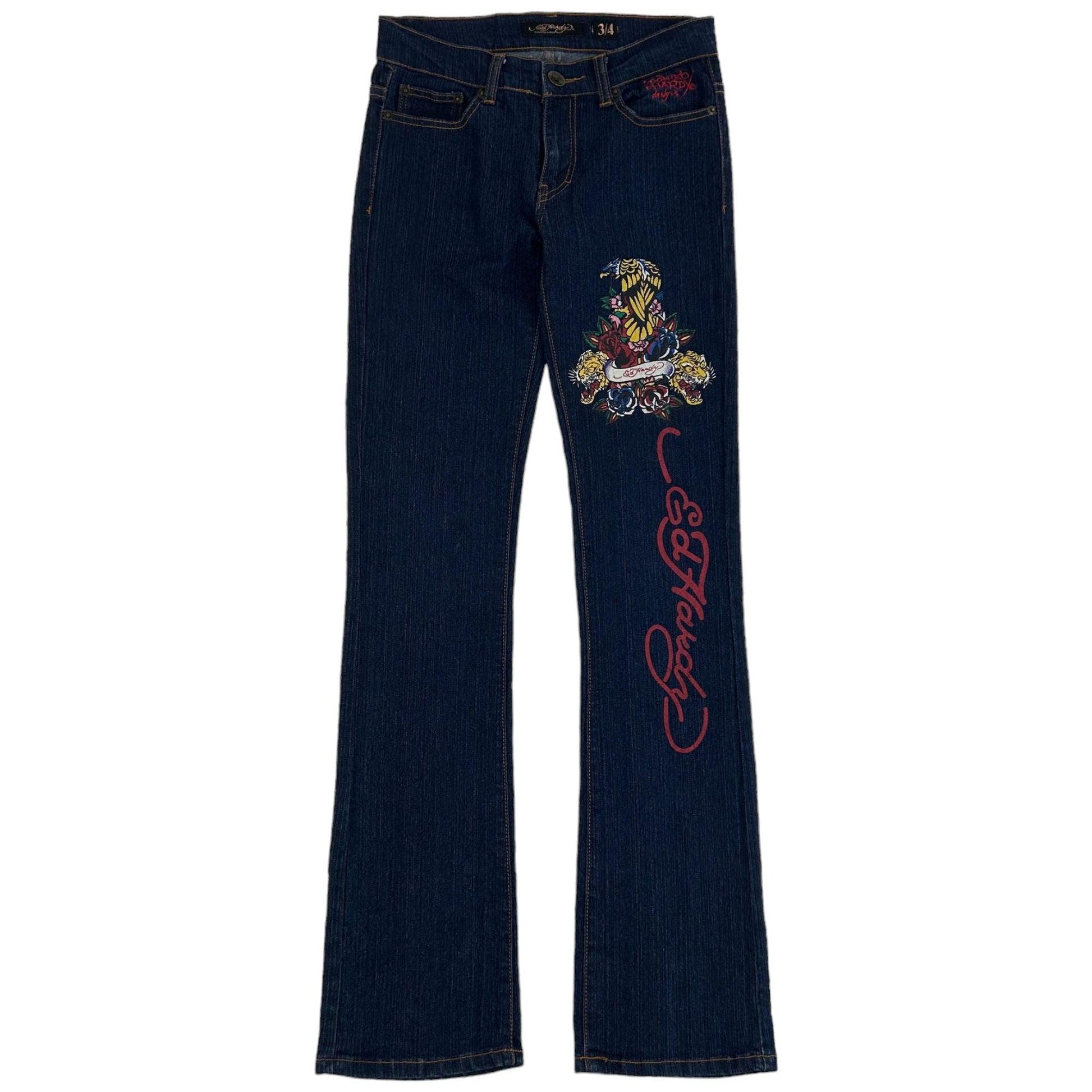 Vintage Ed Hardy Embroidered Low Rise Jeans Women's Size W28 - Known Source