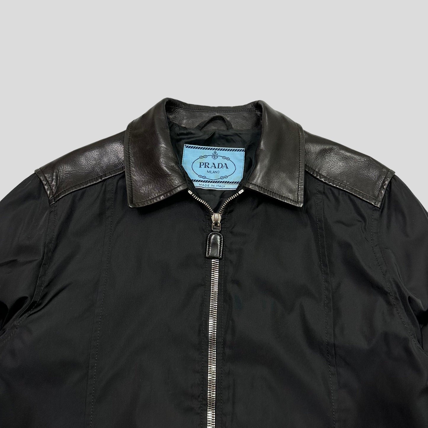 Prada Milano 90’s Leather & Nylon Jacket - 8-10 - Known Source