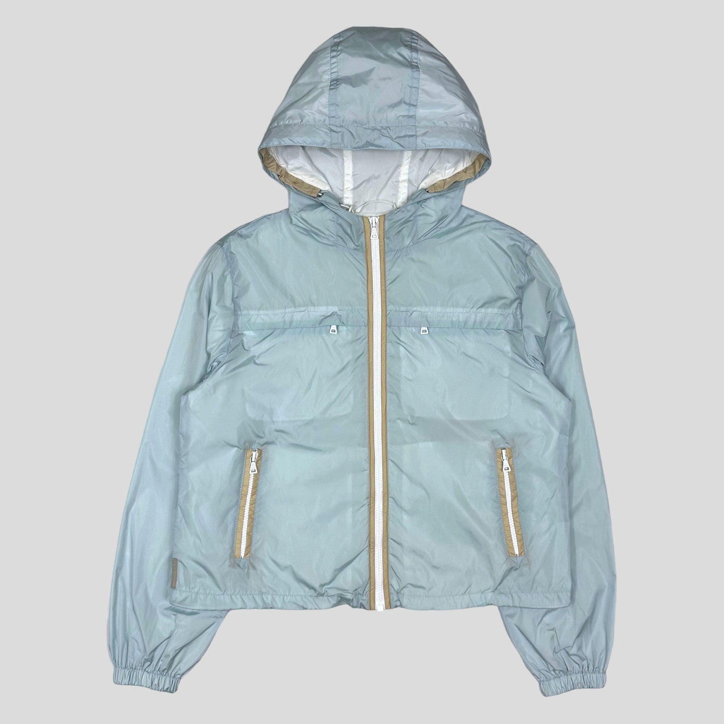 Prada Sport 2009 Baby Blue Cropped Nylon Shimmer Jacket - UK8 - Known Source