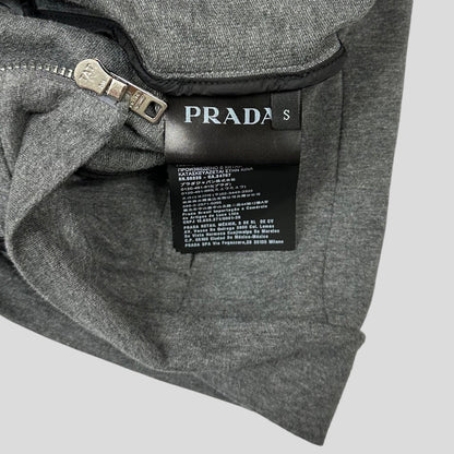 Prada 2018 Red Tab Striped Cropped Hoodie - S - Known Source