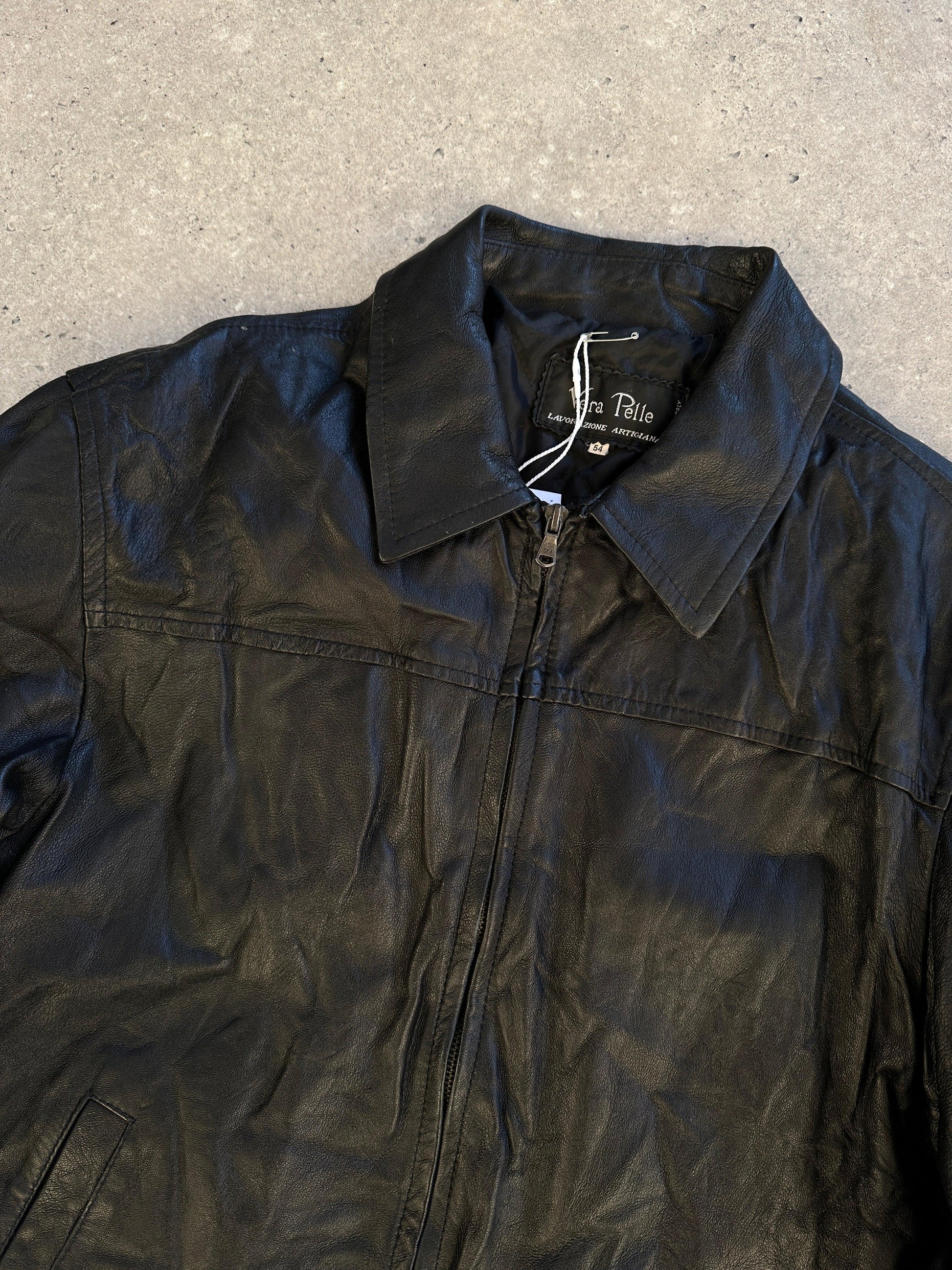 Vintage Zip Up Leather Jacket - M - Known Source