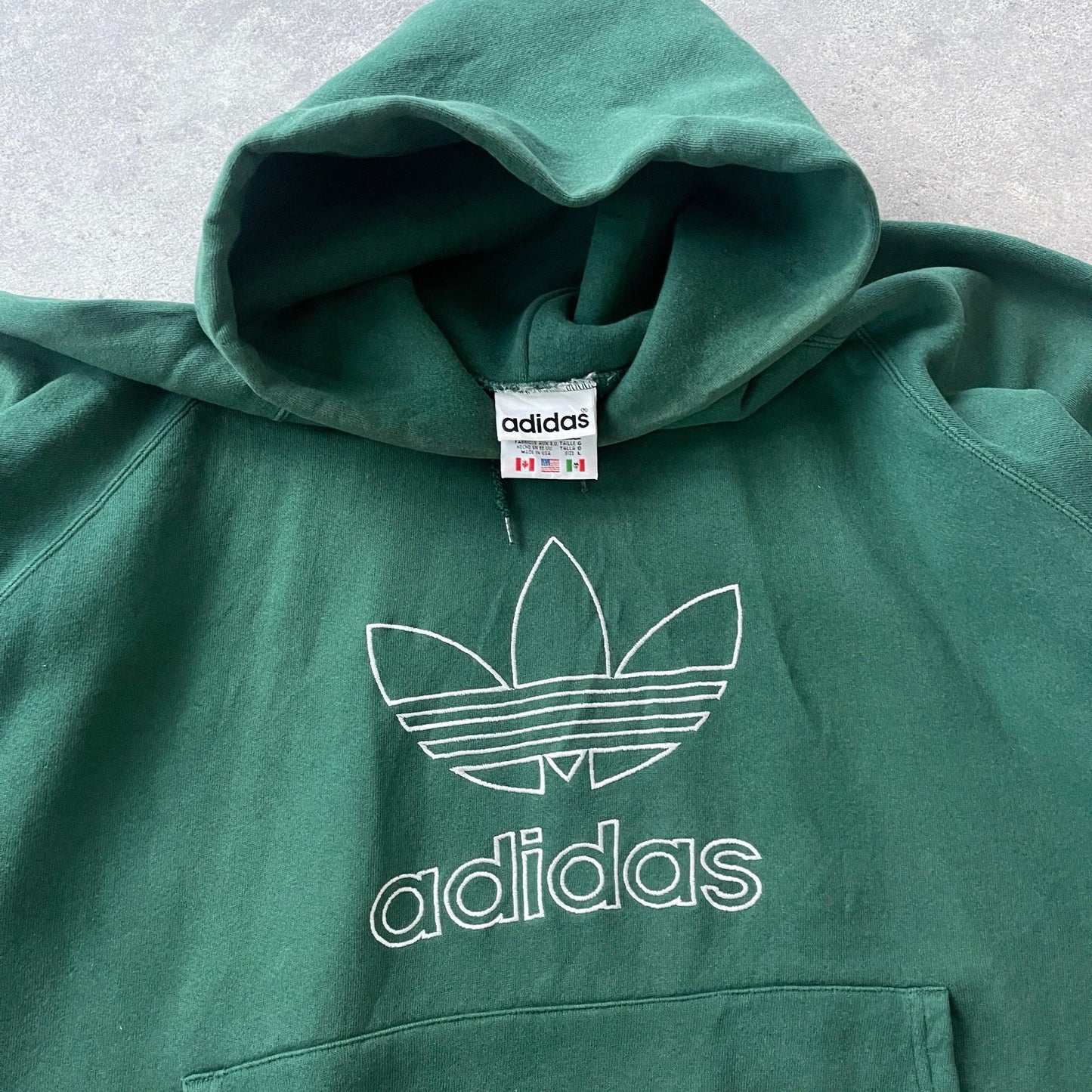 Adidas RARE 1990s heavyweight embroidered hoodie (L) - Known Source