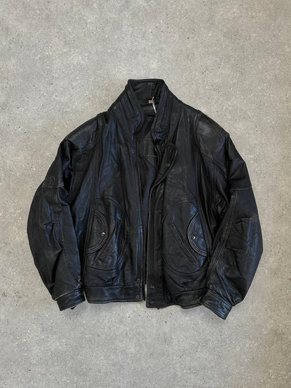 Vintage Leather Bomber Jacket - M - Known Source