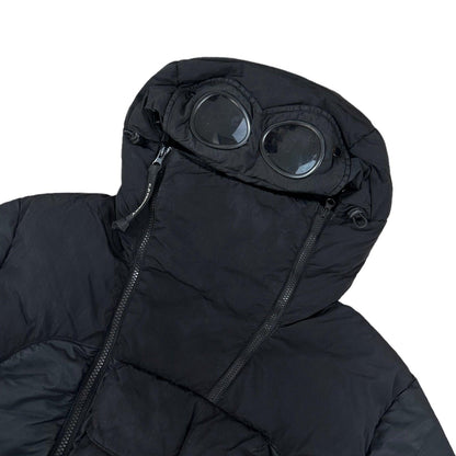 CP Company Goggle Hood Bi-Mesh Zip Up Puffer Jacket with Asymmetrical Zip - Known Source