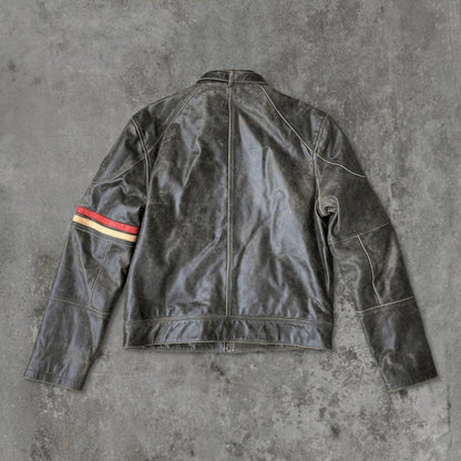 90'S BLACK LEATHER JACKET - M - Known Source