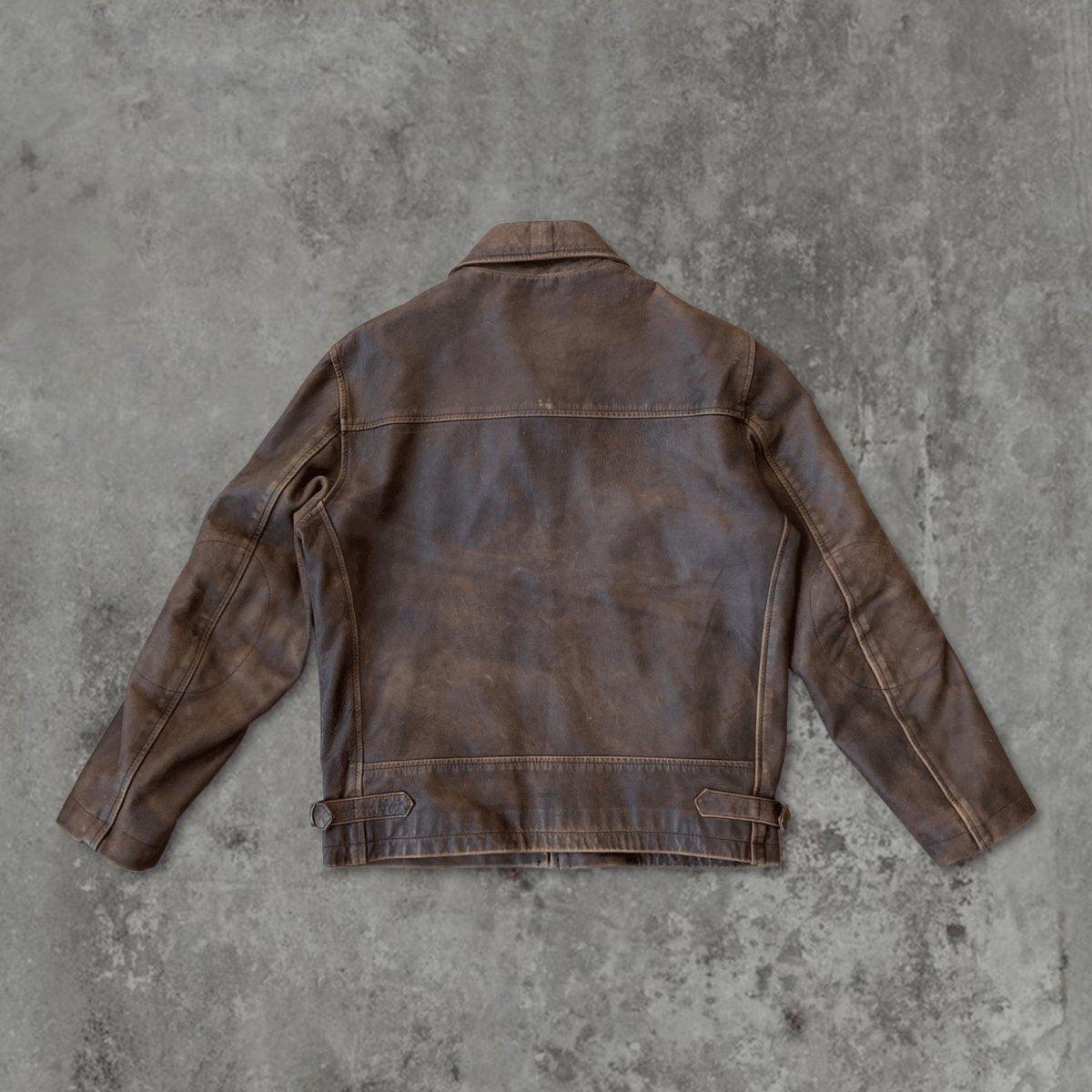 90'S BROWN AVIATOR LEATHER JACKET - S - Known Source