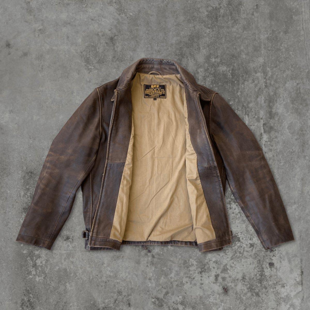 90'S BROWN AVIATOR LEATHER JACKET - S - Known Source