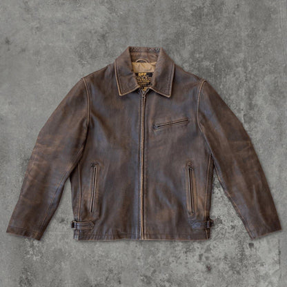 90'S BROWN AVIATOR LEATHER JACKET - S - Known Source