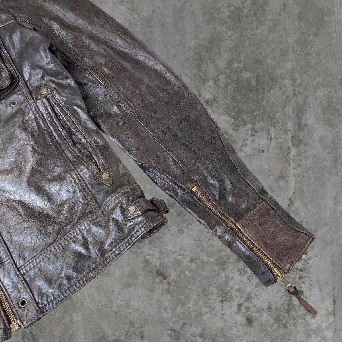 90'S BROWN LEATHER JACKET - M - Known Source