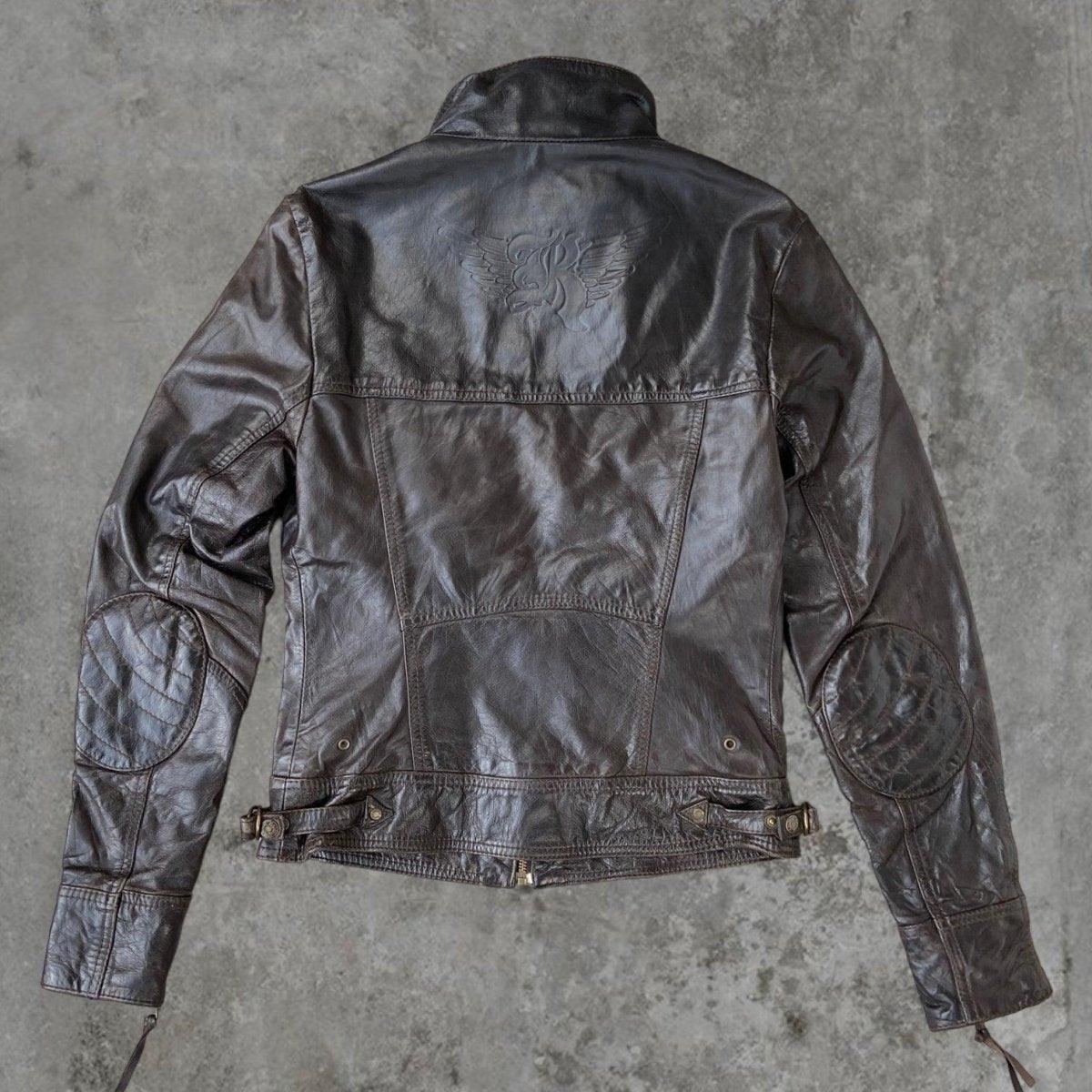 90'S BROWN LEATHER JACKET - M - Known Source