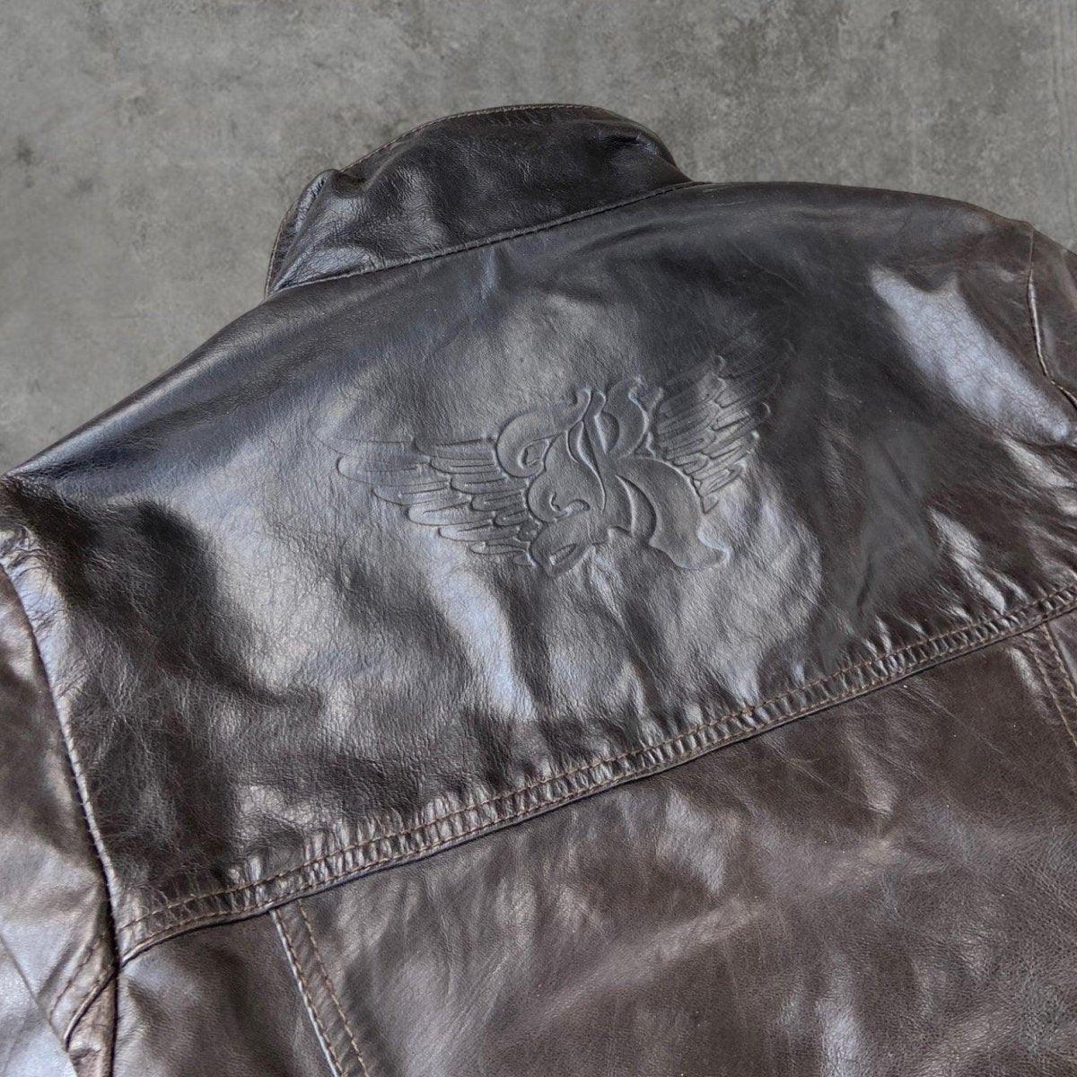 90'S BROWN LEATHER JACKET - M - Known Source