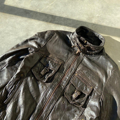 90'S BROWN LEATHER JACKET - M - Known Source