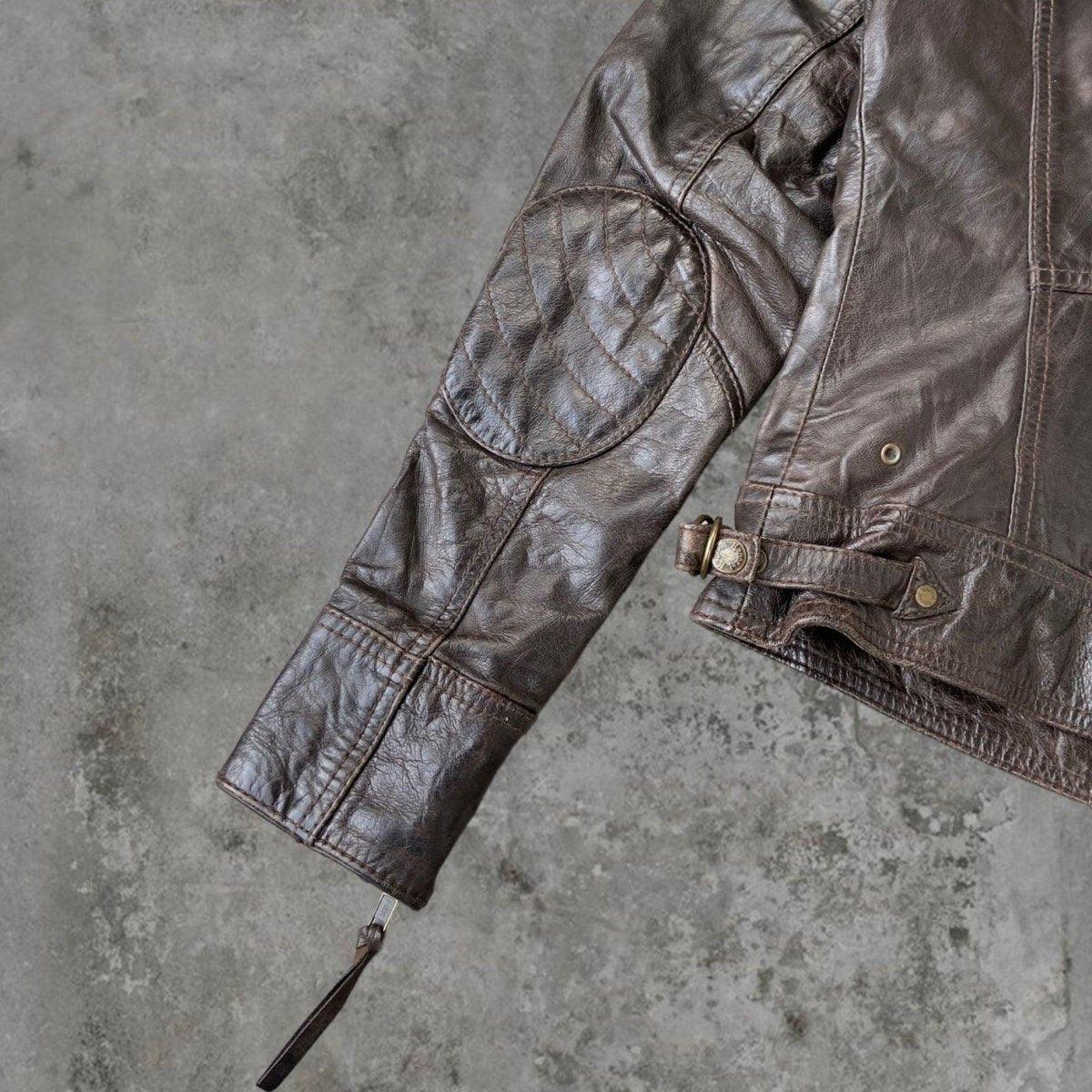 90'S BROWN LEATHER JACKET - M - Known Source