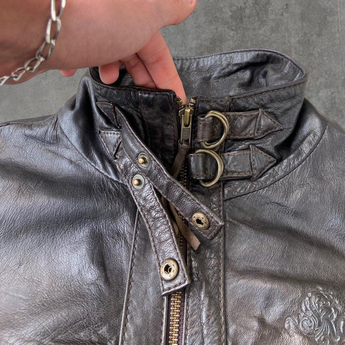 90'S BROWN LEATHER JACKET - M - Known Source