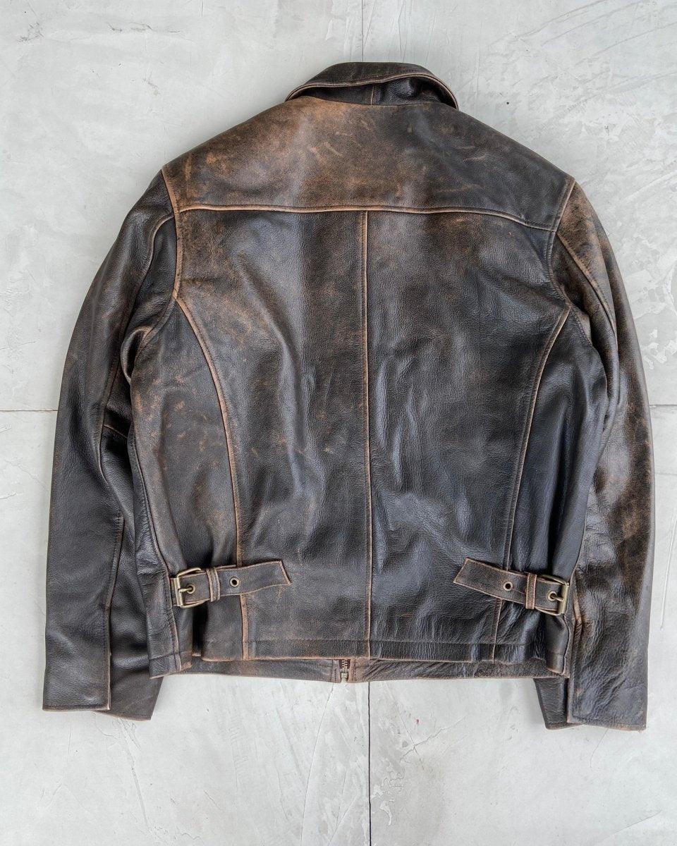 90'S MINIMAL LEATHER JACKET - L - Known Source