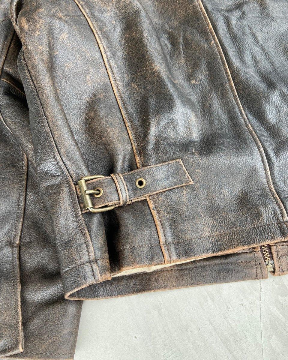 90'S MINIMAL LEATHER JACKET - L - Known Source