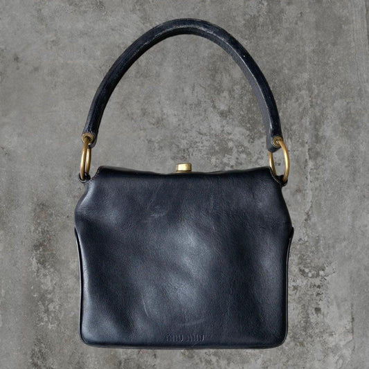 90'S MIU MIU LEATHER AND BRASS SHOULDER BAG - Known Source
