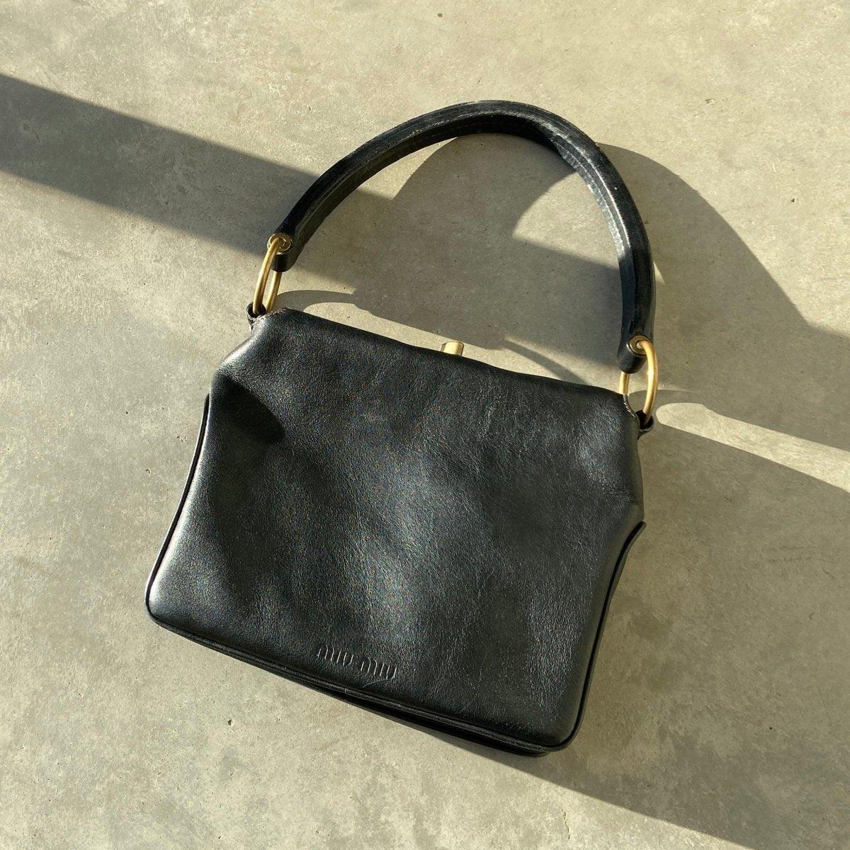 90'S MIU MIU LEATHER AND BRASS SHOULDER BAG - Known Source