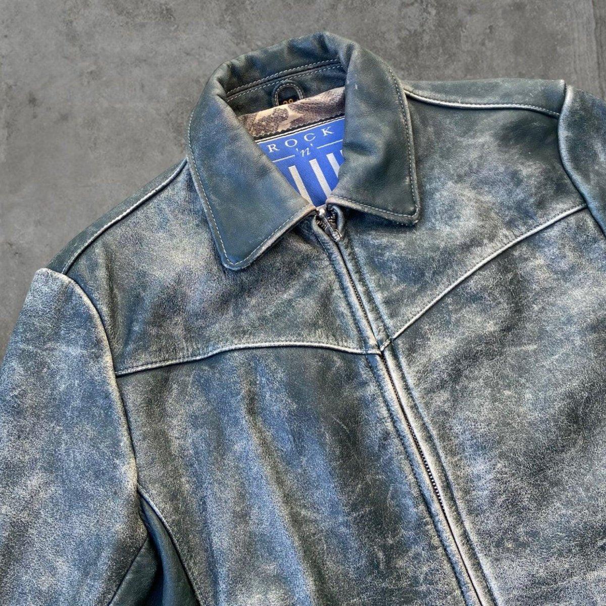 90'S ROCK N BLUE LEATHER JACKET - M - Known Source