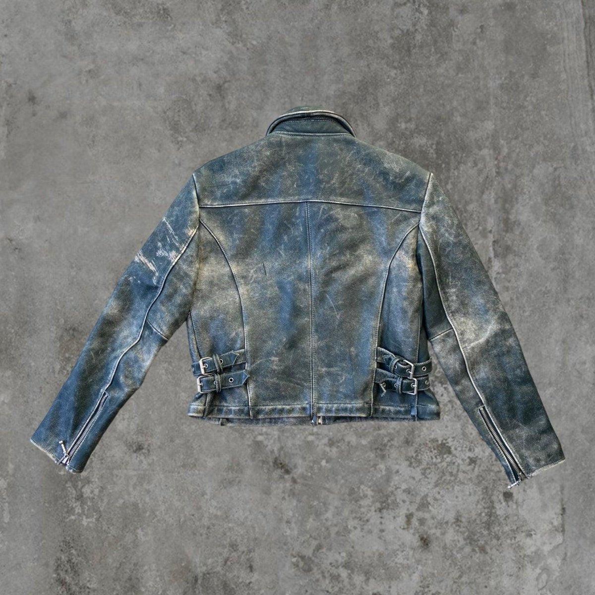 90'S ROCK N BLUE LEATHER JACKET - M - Known Source