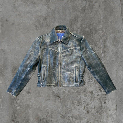 90'S ROCK N BLUE LEATHER JACKET - M - Known Source