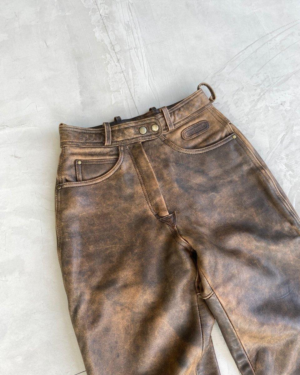90'S WASHED LEATHER TROUSERS - XS - Known Source