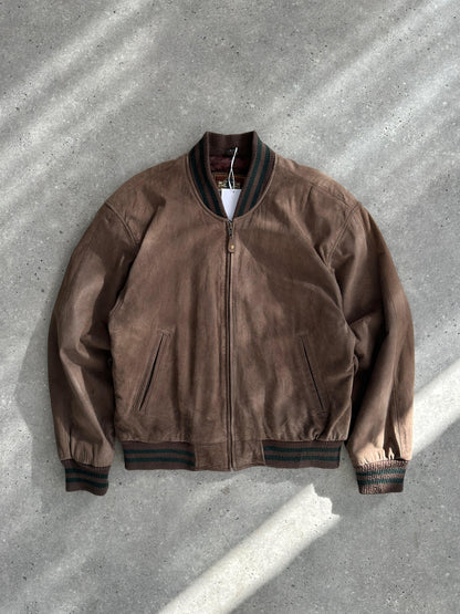 Vintage Varsity Nubuck Leather Bomber Jacket - M/L - Known Source