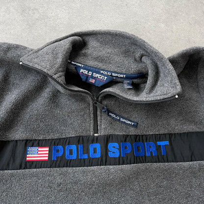 Polo Sport Ralph Lauren 1990s technical 1/4 zip spellout fleece (M) - Known Source