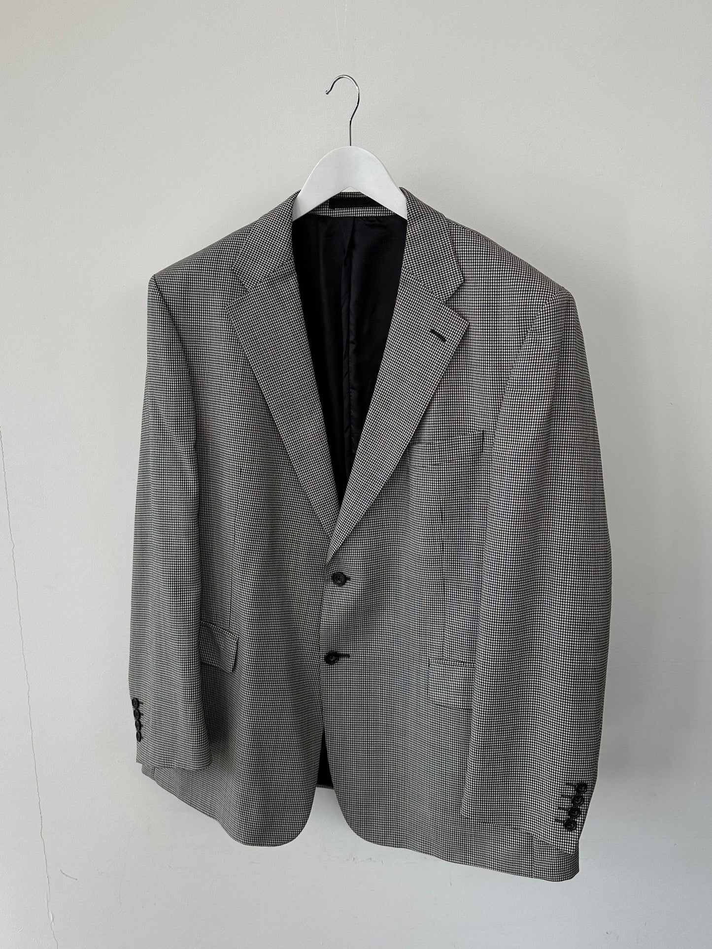Vintage Pure Wool Dogtooth Single Breasted Blazer - XL - Known Source